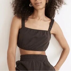 Madewell Deep Coal Sleeveless Organic Cotton Crop Tank Top, M